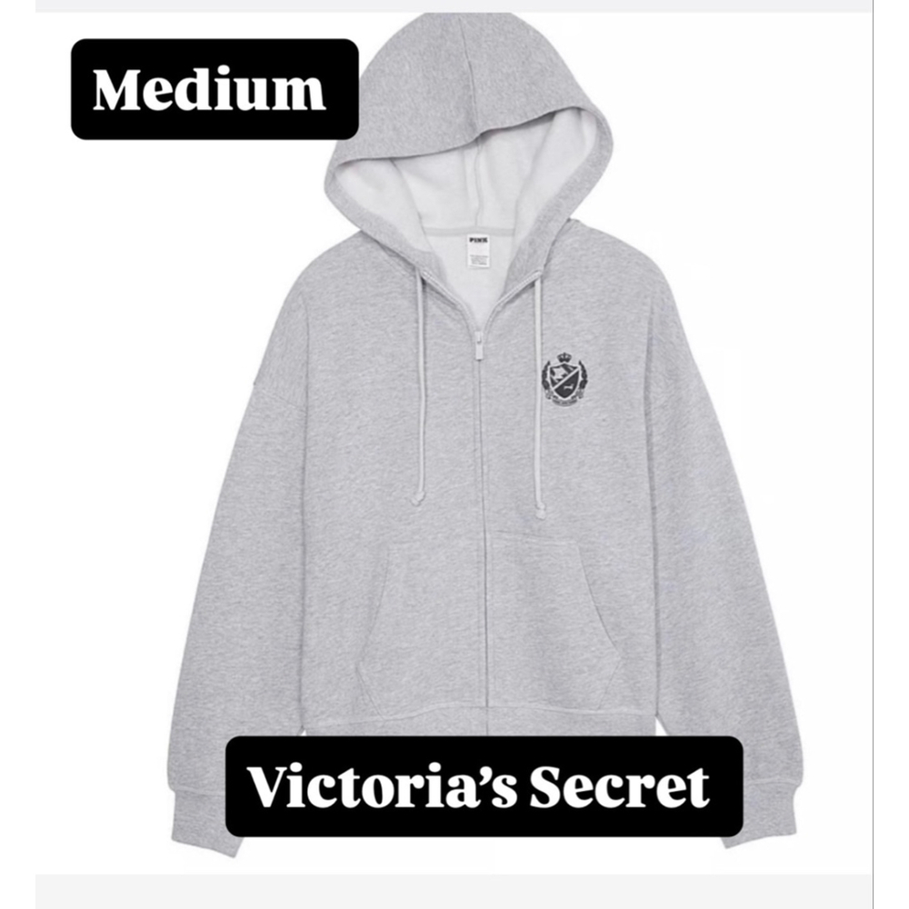 PINK Victoria's Secret grey medium NWTS women hoodie zip up